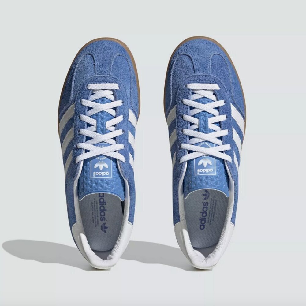 Adidas Women's Gazelle Indoor Sneakers Original Shoes Blue Fusion Gum HQ8717 - Picture 3 of 16